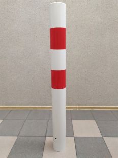 Słupek parkingowy blokujący U-12c | metalowy, 120(80) cm, do wkopania, drogowy, biało-czerwony